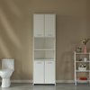 Basicwise Modern White Standing Bathroom Tall Linen Tower Storage Cabinet, Wide QI004475L.WT